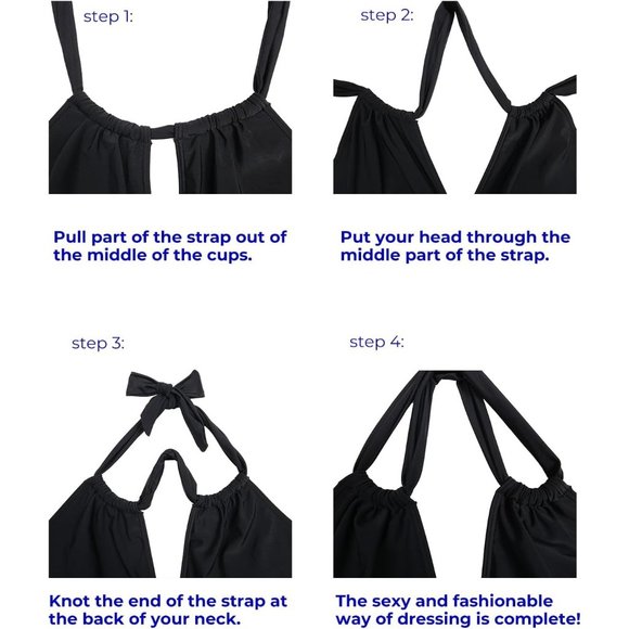 Women's Black One Piece Tummy Control Sexy Halter Swimwear - Picture 4 of 7